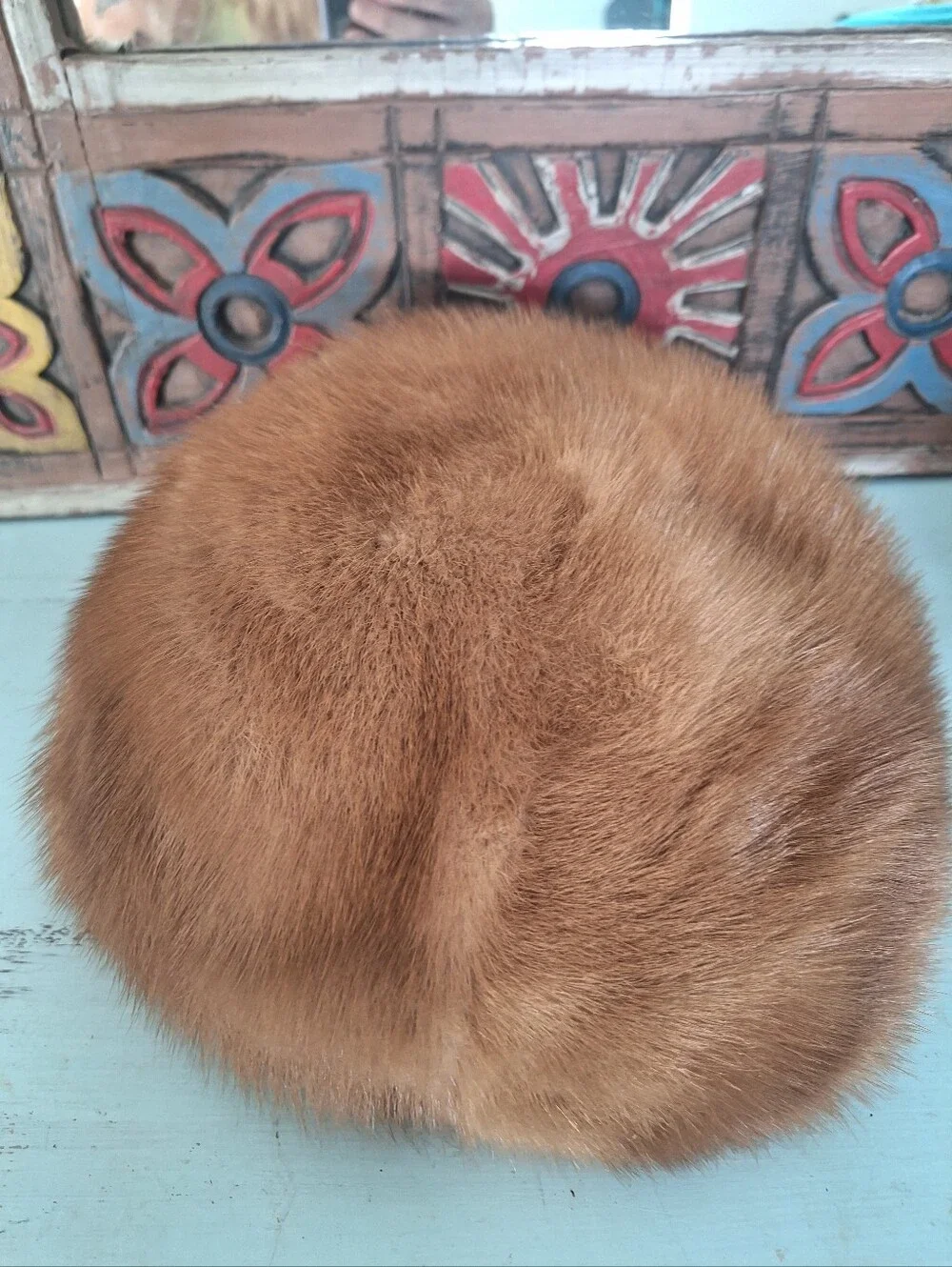 Vintage Mink Pillbox Hat